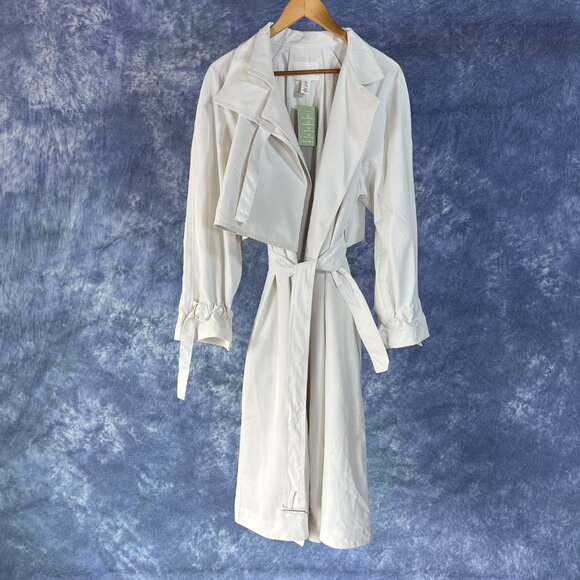 H&M Jackets & Blazers - H&M White Trench Coat Sz M